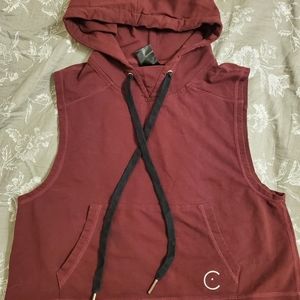 Maroon, hooded crop top